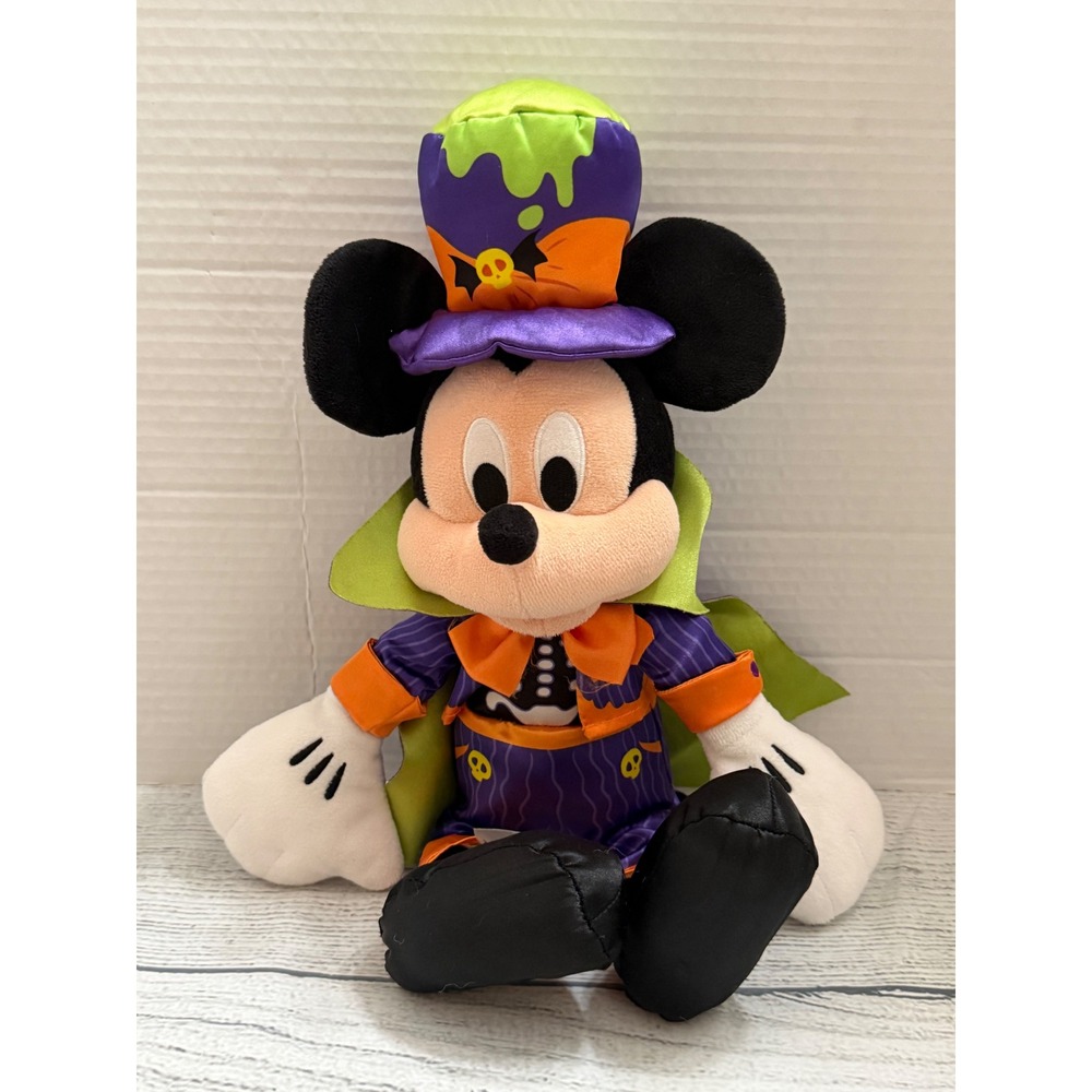 Disney Store Mickey Mouse Halloween Vampire Plush Purple Orange Green 11 Inch